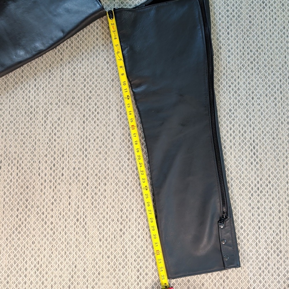Vtg 90s JUST LEATHER Black Motorcycle CHAPS Handmade USA Mens Large 36-40x35 EUC - Picture 7 of 16